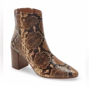 Madewell The Fiona Bootie in Snake Embossed Leather in Wood Ash Multi | Size 10